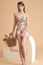 Maillot de bain une pièce fleuri avec jupe